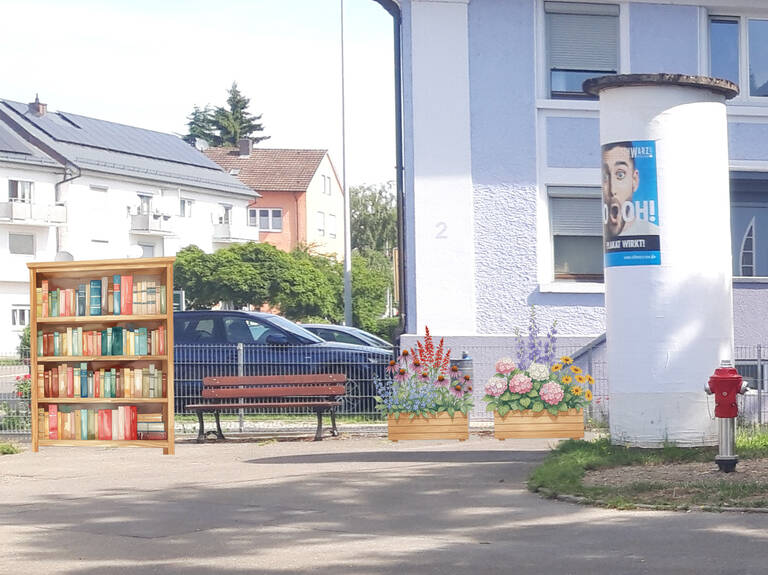 Ein Bücherschrank soll den Platz Böhringer Straße / Ratoldusstraße aufwerten und beleben.
